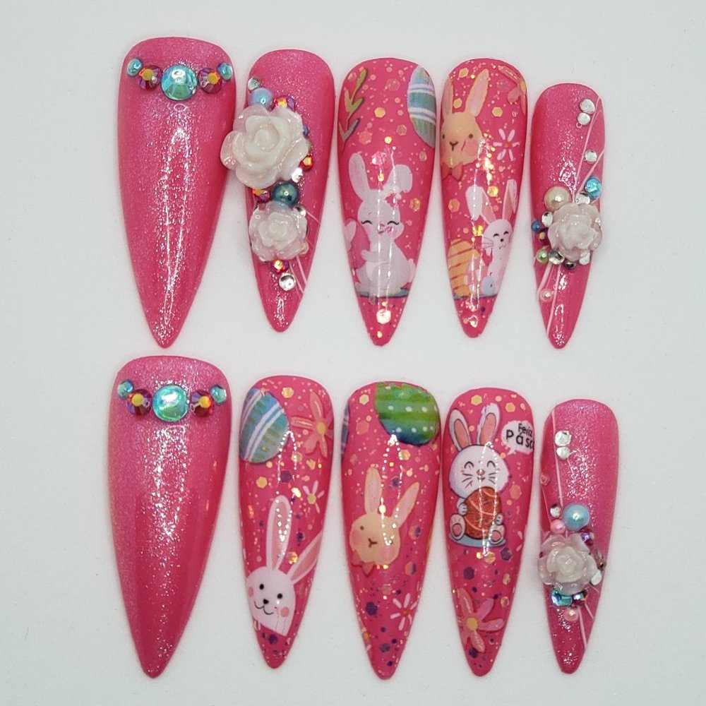 Long Stiletto Gel Press on Nails